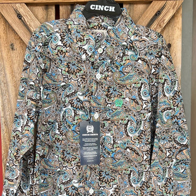 Stylish Brown Paisley Cinch Shirt for Boys - Korvel