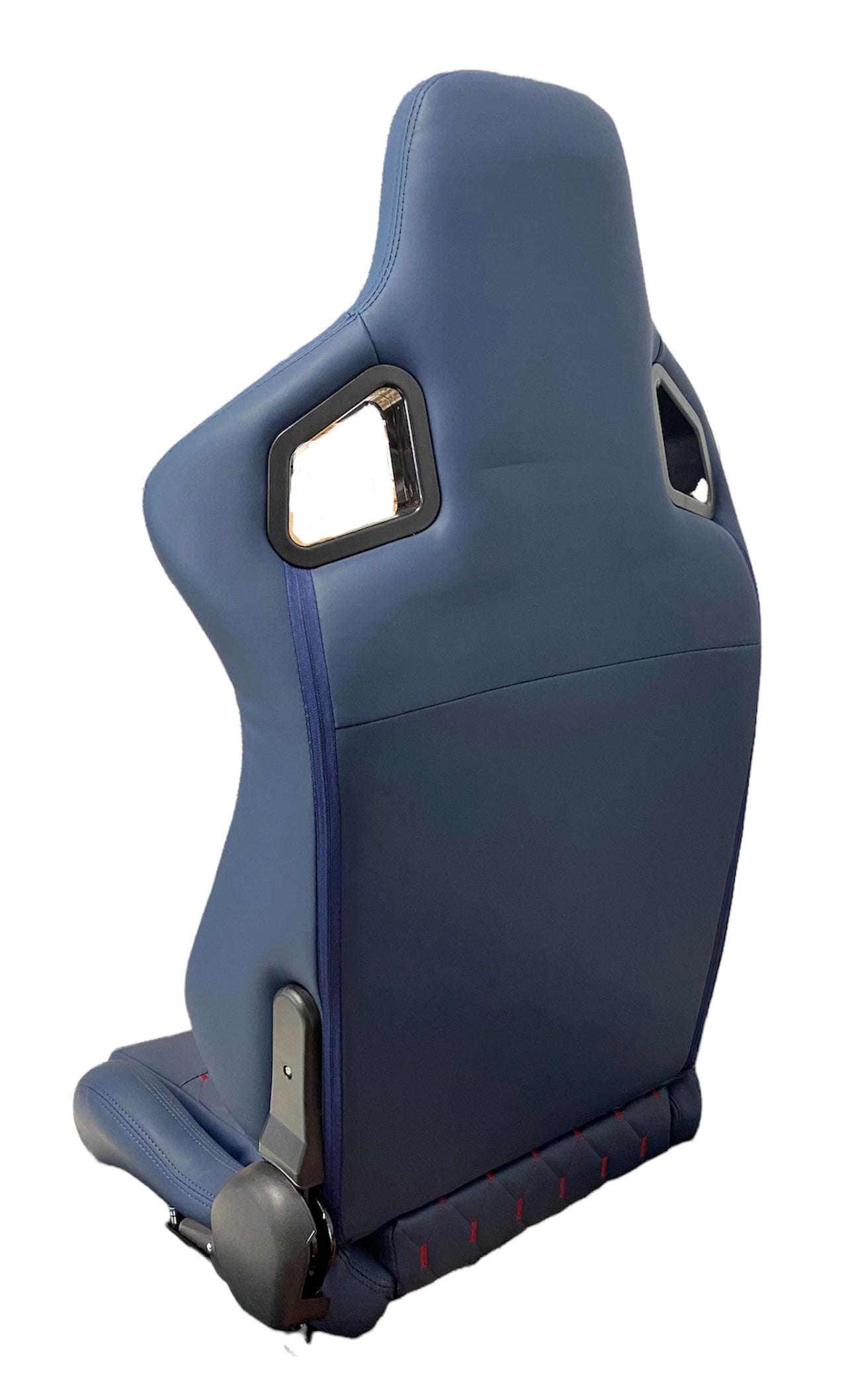 Asientos de Carreras Ballísticos SPDZ1 - Cuero Azul Profundo con Costura Roja