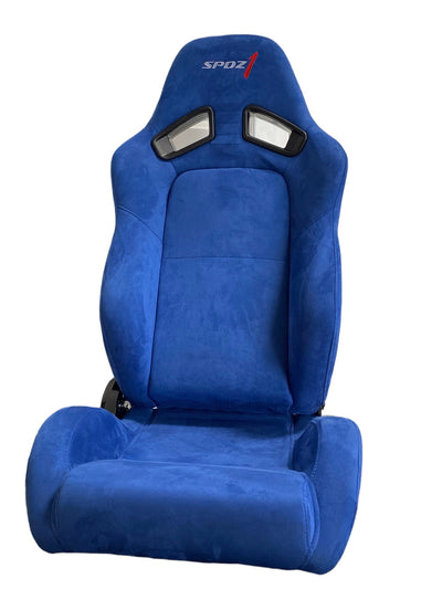 SPDZ1 Blast Blue Suede Reclinable Racing Seats