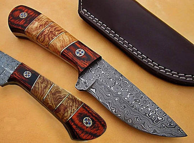 Premium Raindrop Damascus Skinning Knife for Outdoor Adventures - Korvel