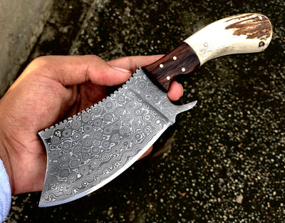 Premium Raindrop Damascus Steel Cleaver Knife - Korvel