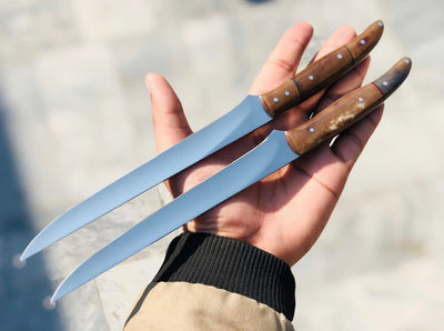 Artisan Fillet Knife with Colorful Bone Handle & Leather Sheath (12" Length) - Korvel