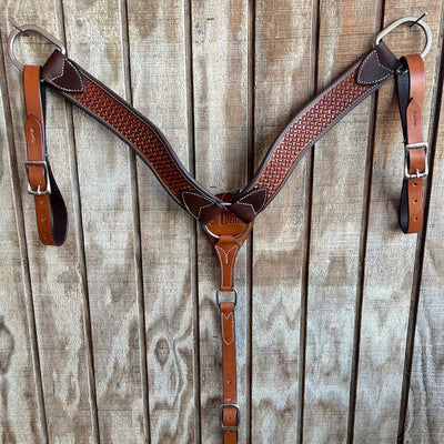 Elegant Chestnut Breastcollar with Basket Weave Design - Korvel