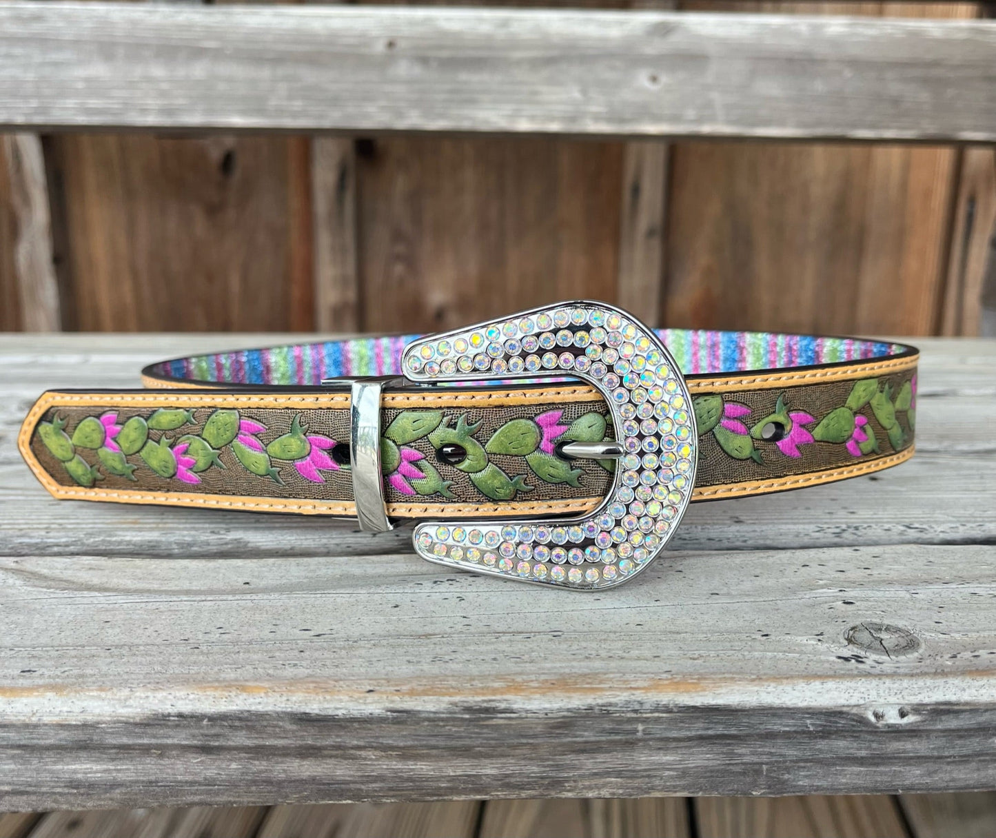 Dual-Sided Glitter & Cactus Kids Belt - Korvel