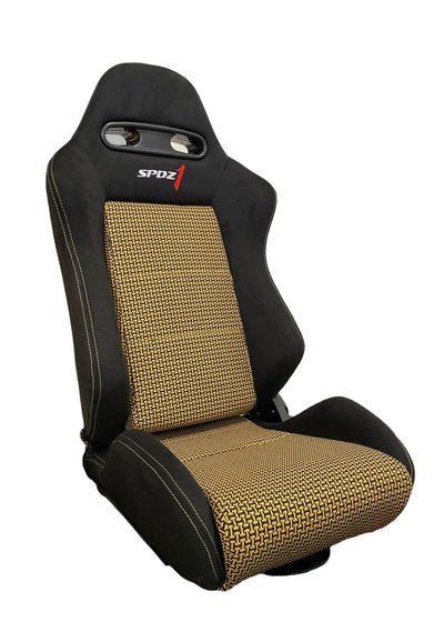 SPDZ1 Pole Position 7 Racing Seats - Black Cloth/Yellow Kevlar