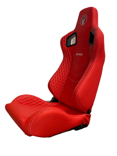 SPDZ1 Katana Racing Seats - Red Leather with White Stitching