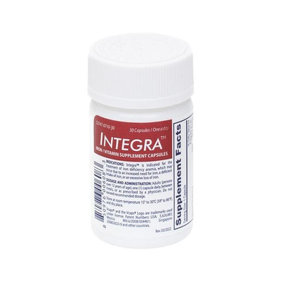 Gélules de supplément de fer et de vitamines Integra - 30 unités