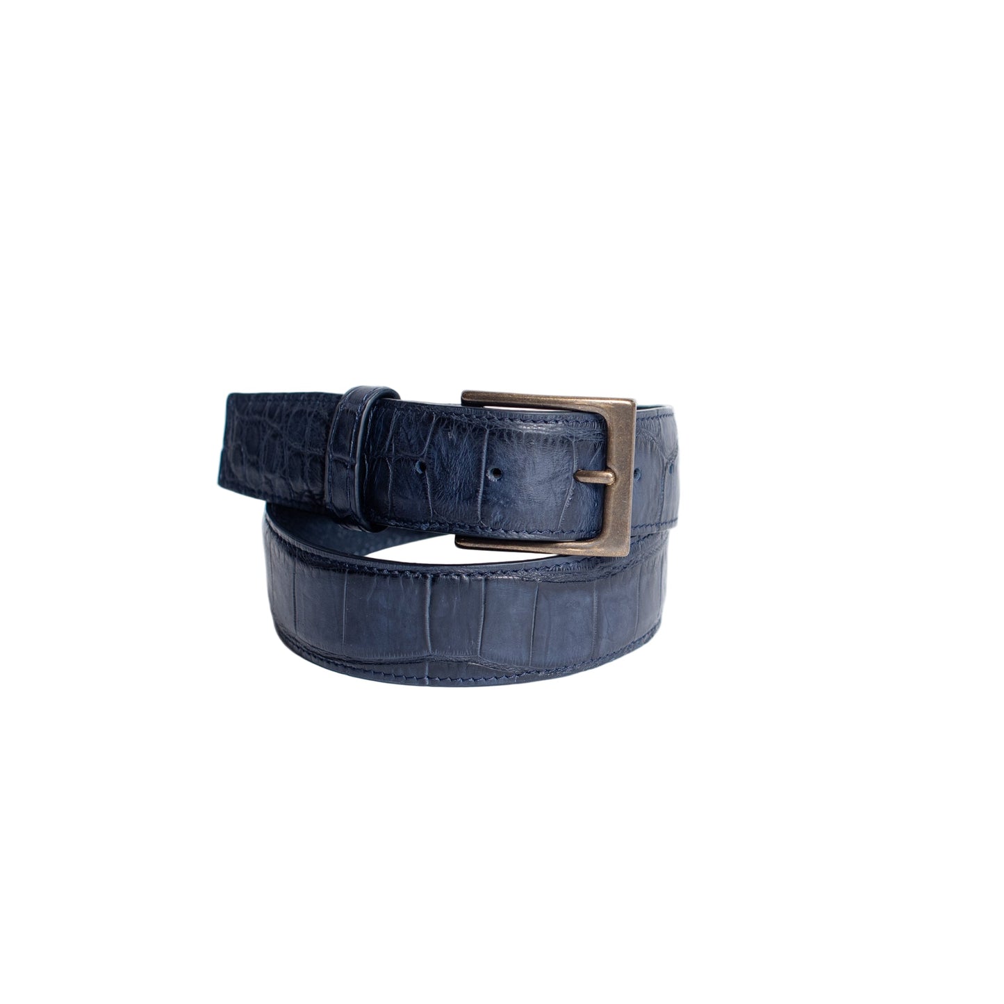 Cinturón de Piel Completa Mate Azul Marino Premium