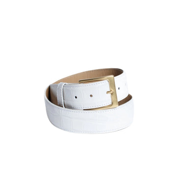 Premium White Matte Alligator Skin Belt