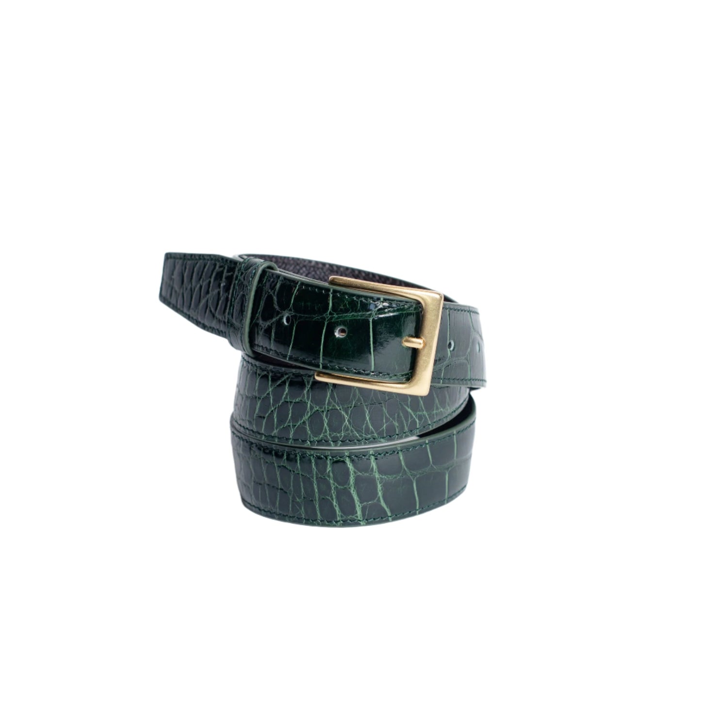 Ceinture en Cuir Complet en Vert Foncé Émaillé
