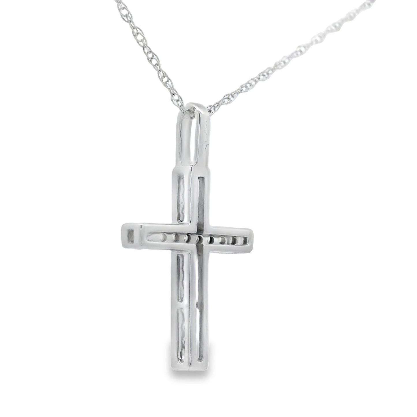 Colgante de Cruz de Diamante de 0.07ct en Oro Blanco de 10KT