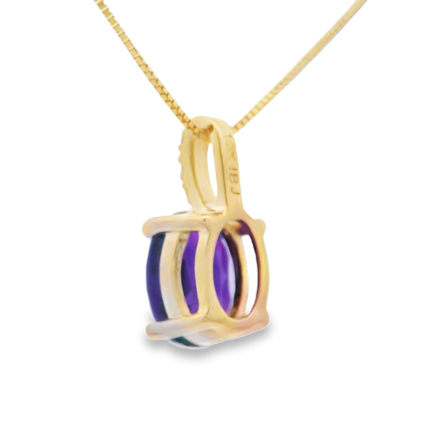 Pendentif en Améthyste et Diamant en Or Jaune 10KT