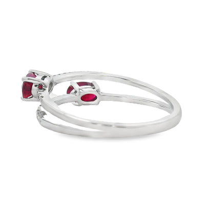 Genuine .73ct Ruby Diamond Ring in 14KT White Gold
