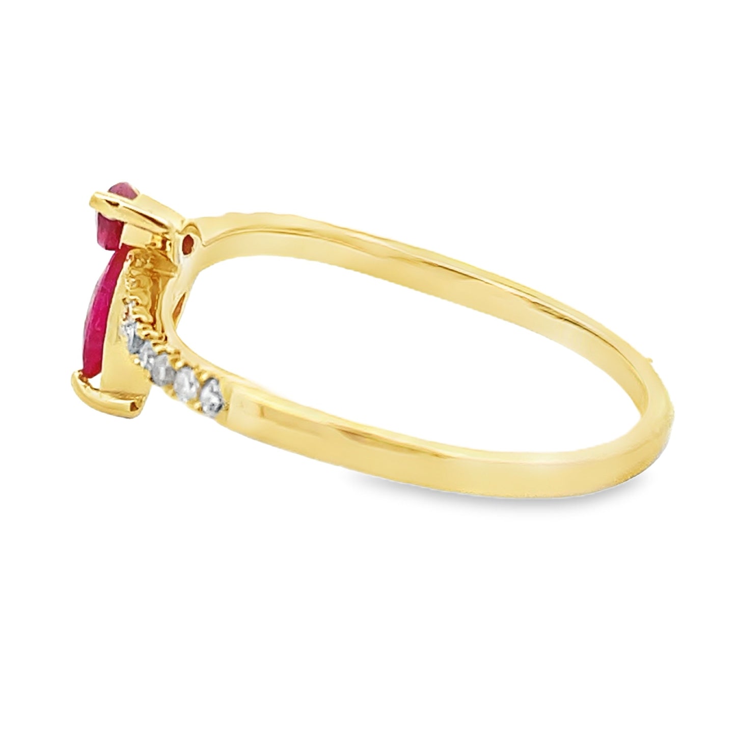 Anillo de Rubí y Diamante Genuine en Oro Amarillo de 14KT