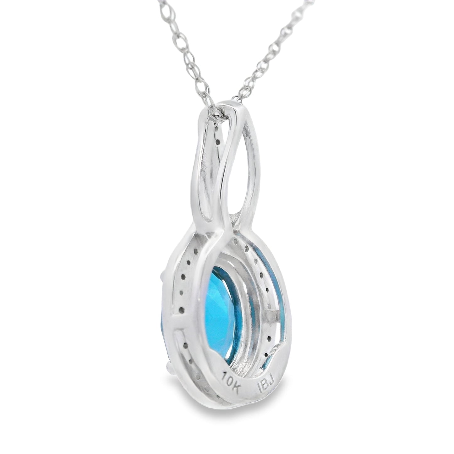 Colgante de Topacio Azul de Londres en Oro Blanco de 10KT