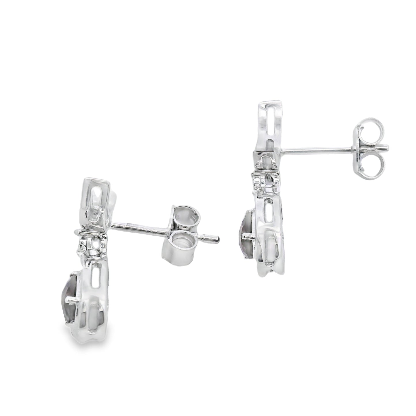 .47ct Quartz Diamond Dangle Earrings in 10KT White Gold