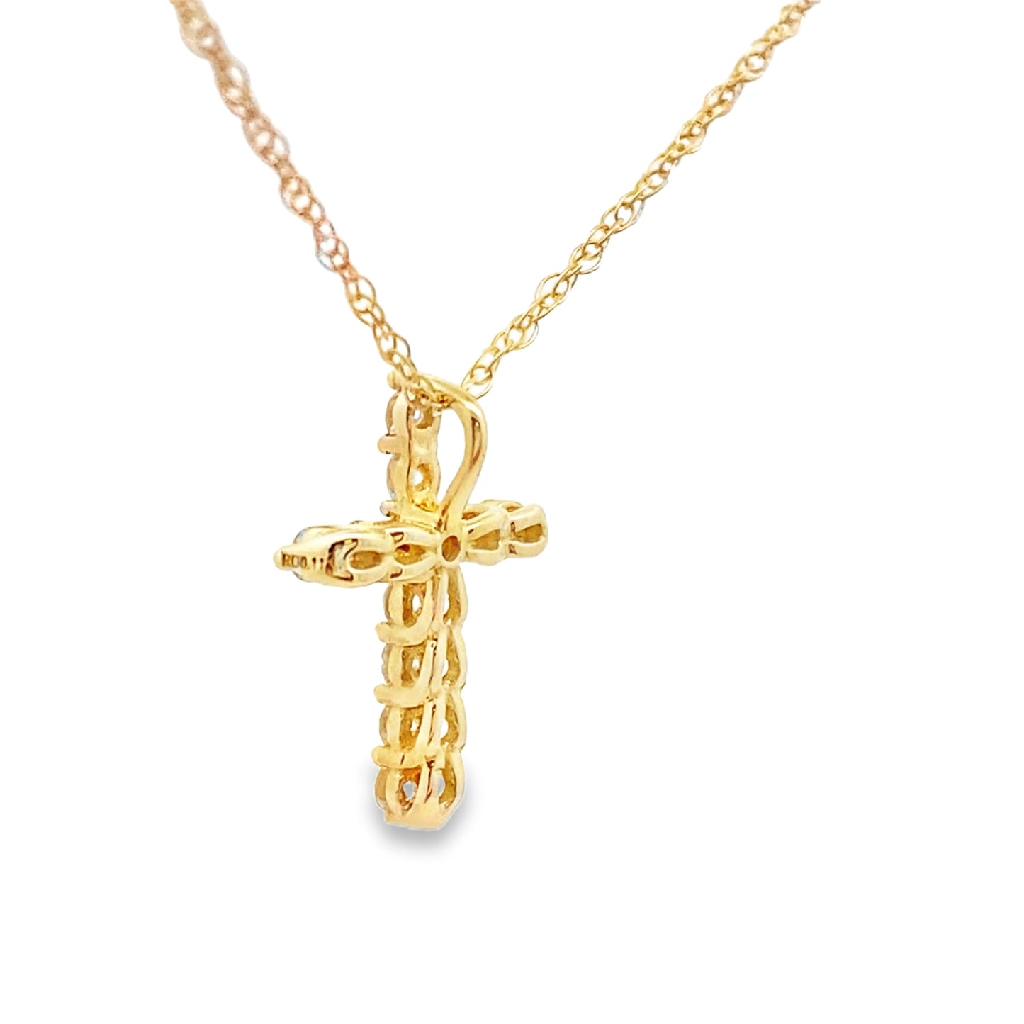 Pendentif Croix en Diamant de 0,11 ct en Or Jaune 14KT