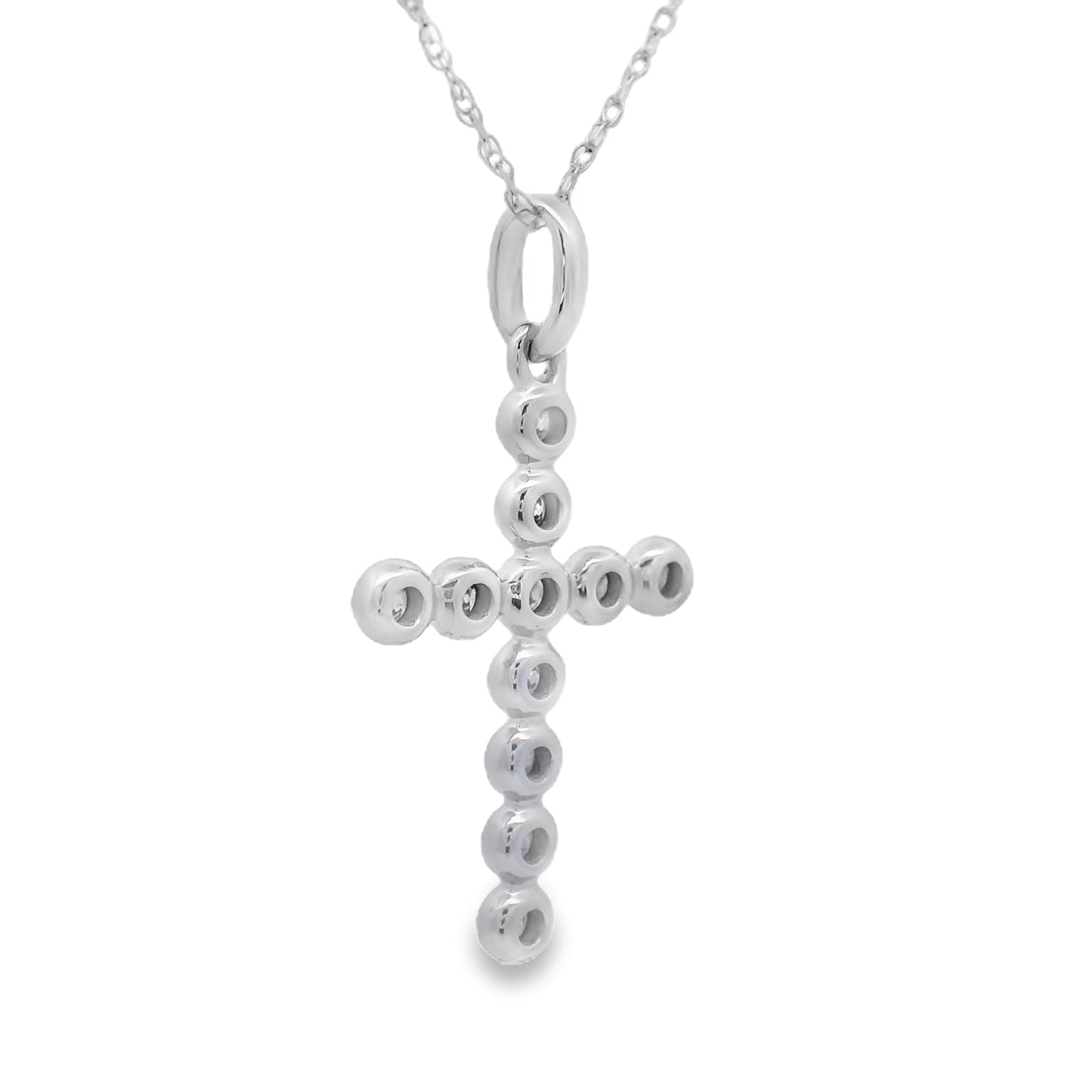 .12ct Pendentif Croix en Diamant en Or Blanc 14KT