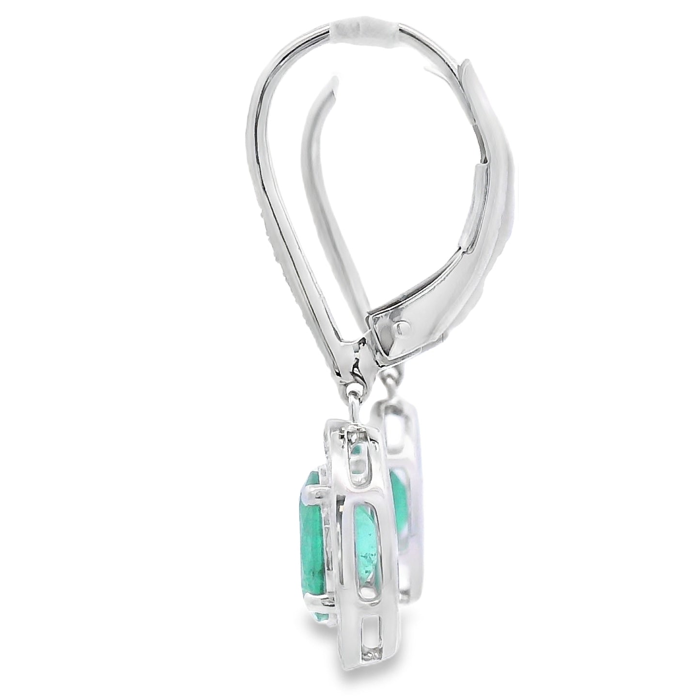Pendientes colgantes de diamante esmeralda de 0.90 ct en oro blanco de 10KT