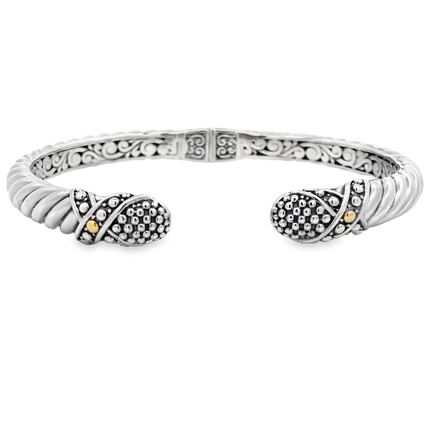 Elegant Bangle Bracelet in Sterling Silver with 18KT Gold