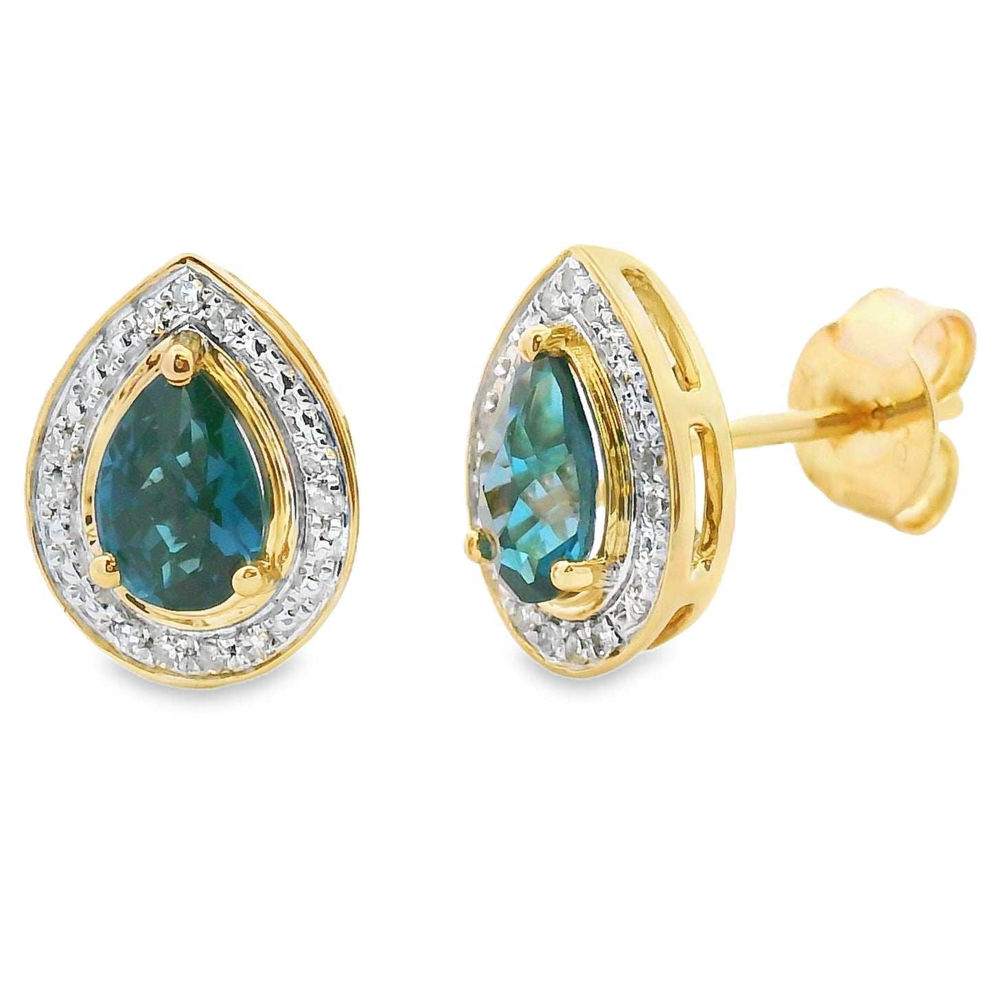 London Blue Topaz Dangle Earrings in 10KT Yellow Gold