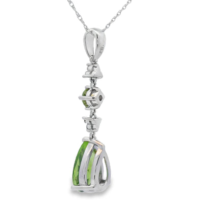 2.35ct Peridot and Diamond Pendant in 10KT White Gold