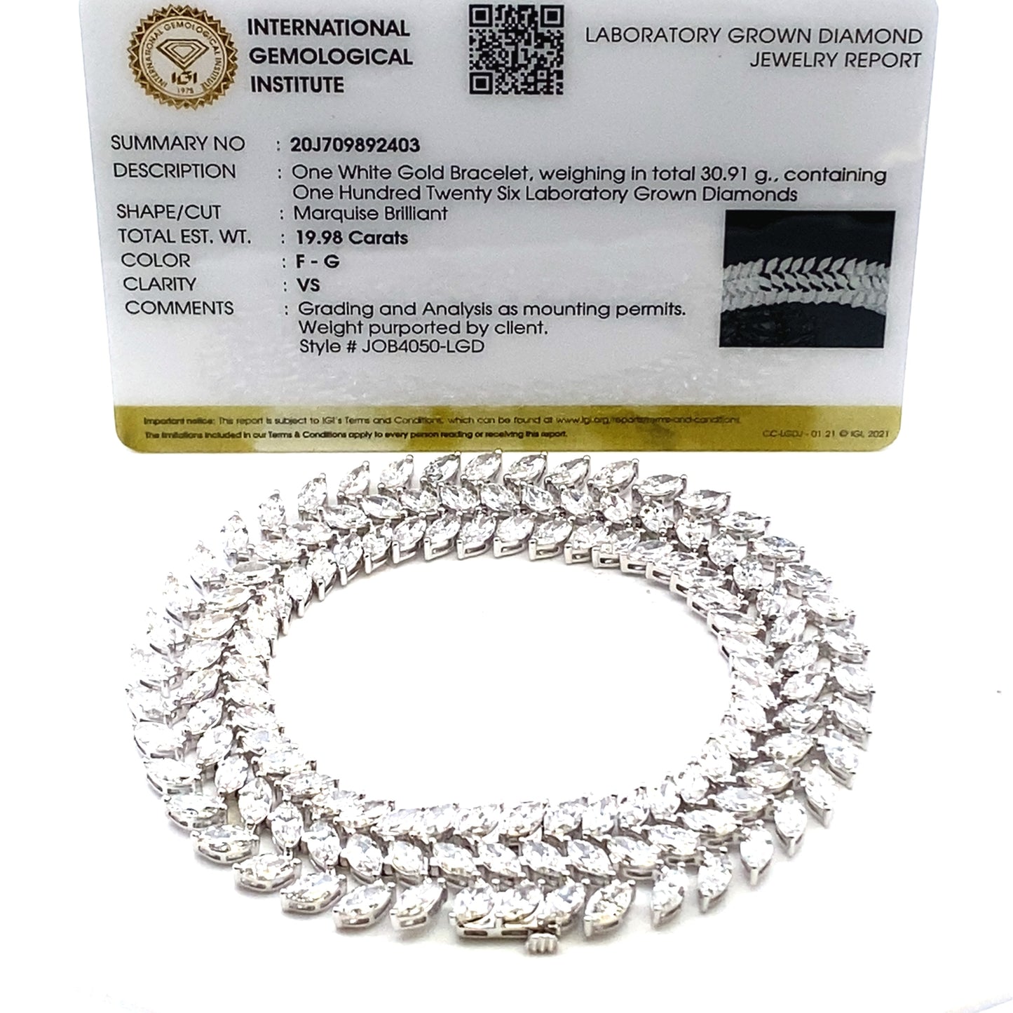Lab Grown Diamond Tennis Bracelet in 14KT White Gold