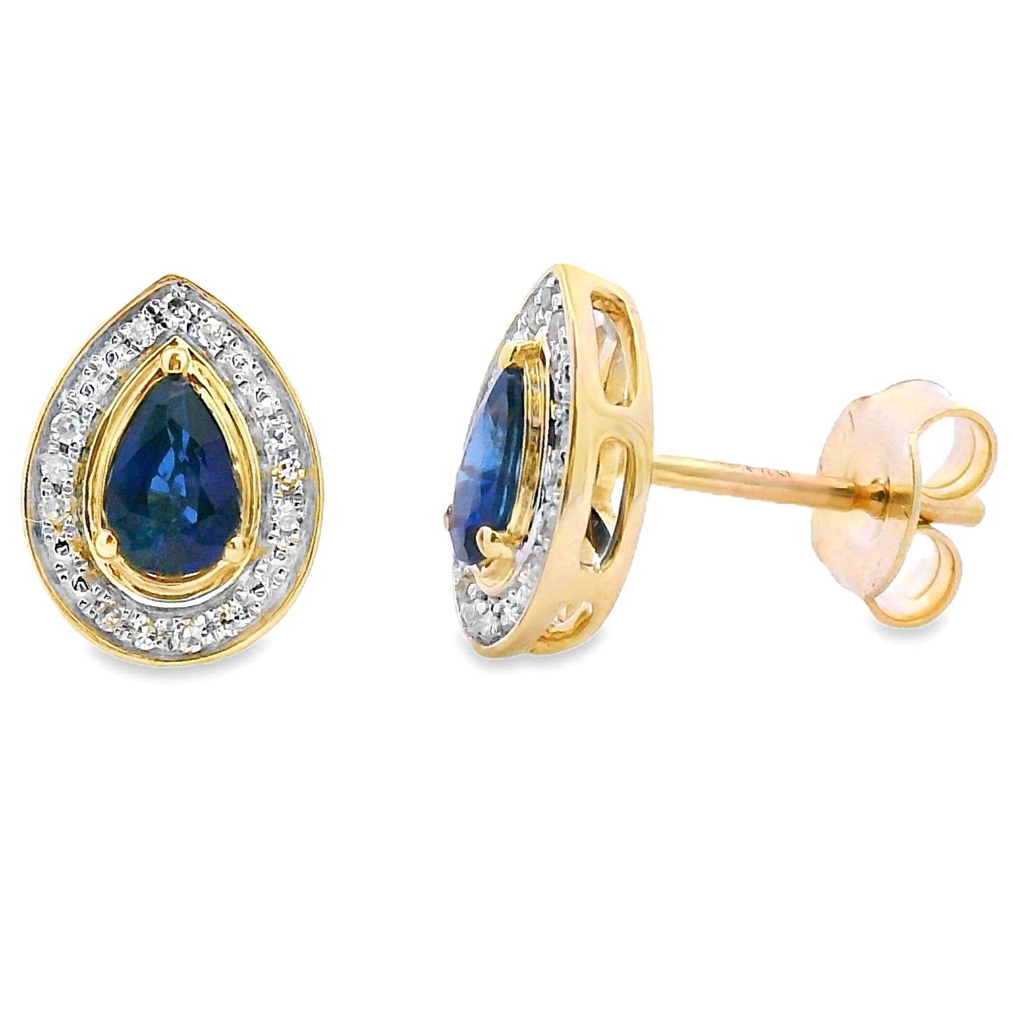 .58ct Boucles d'oreilles en saphir et diamant en or jaune 10KT