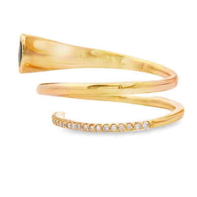 Anillo de Esmeralda Natural y Diamante en Oro Amarillo de 14KT