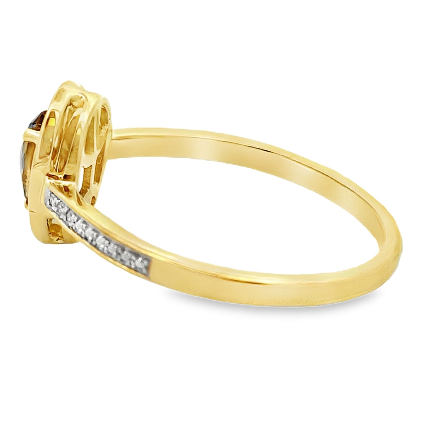 Natural .46ct Quartz Diamond Ring in 10KT Yellow Gold
