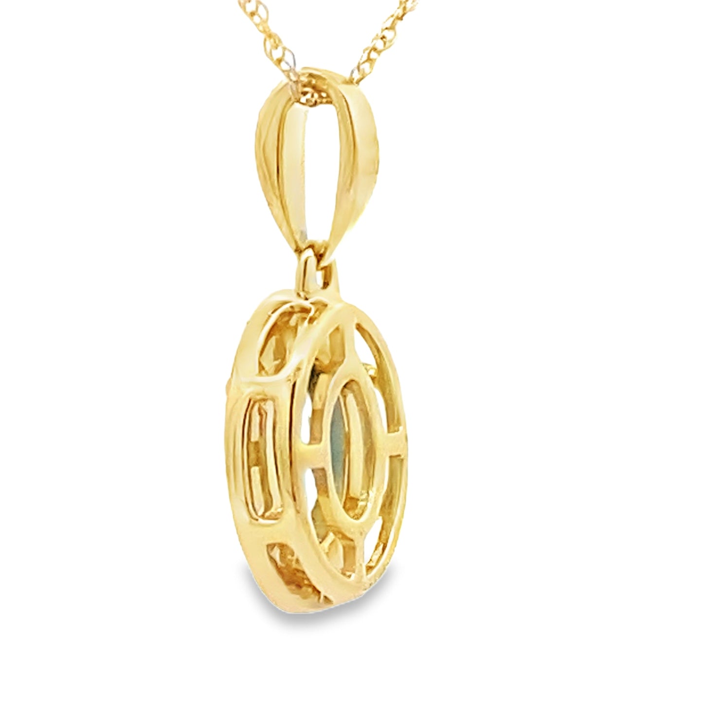 Blue Topaz and Diamond Pendant in 10KT Yellow Gold