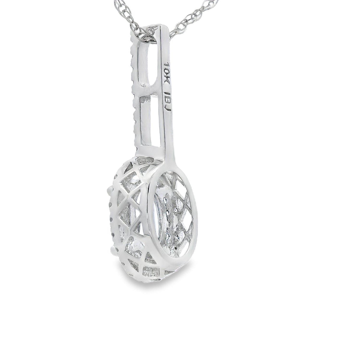 Colgante de Diamante de Aguamarina en Oro Blanco de 10KT