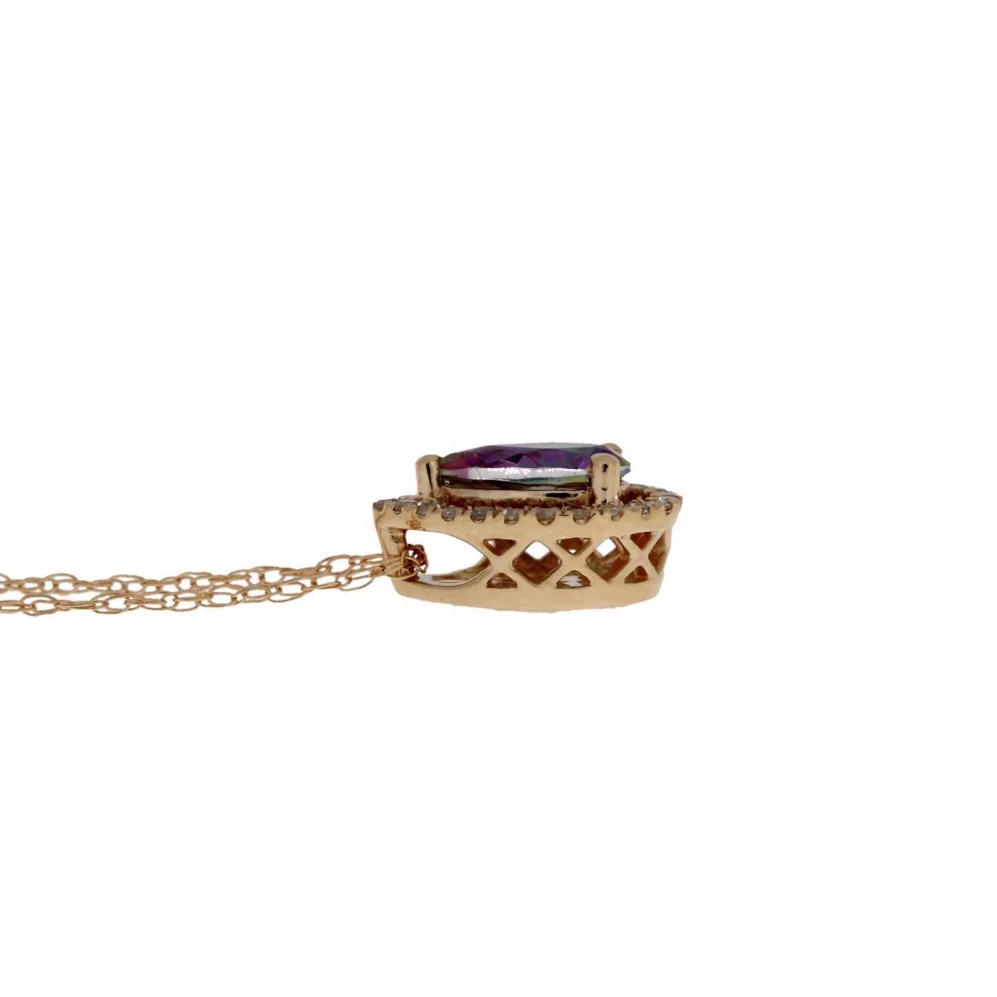 Treated Topaz Diamond Fashion Pendant in 14KT Rose Gold