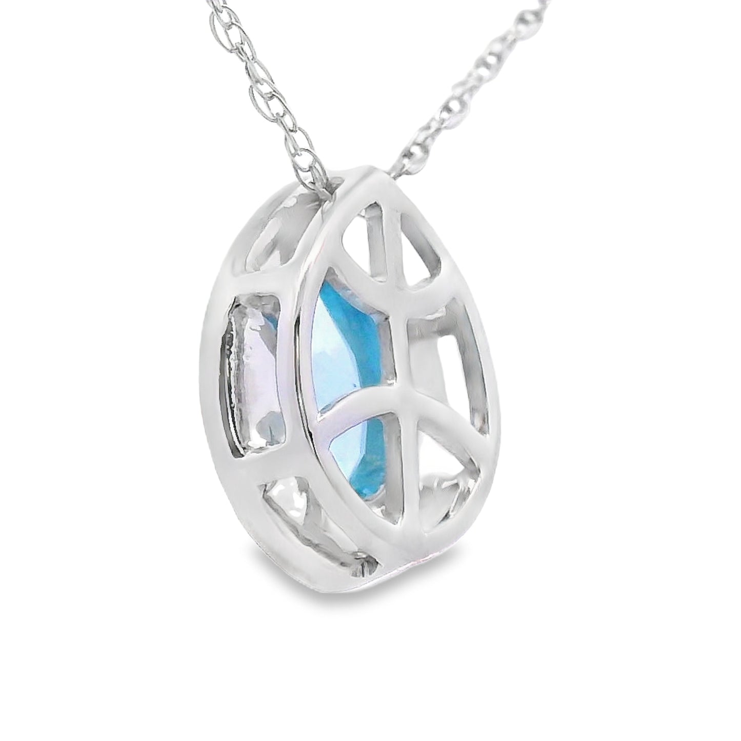 Pendentif en topaze bleue et diamant en or blanc 10KT