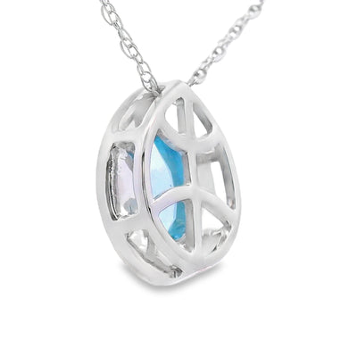Blue Topaz Diamond Pendant in 10KT White Gold