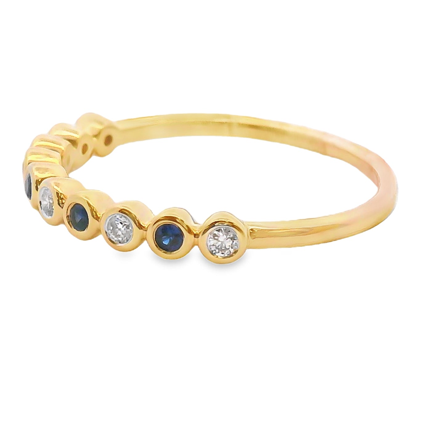 Conjunto de Anillos Apilables de Zafiro y Diamante en Oro Amarillo de 14KT