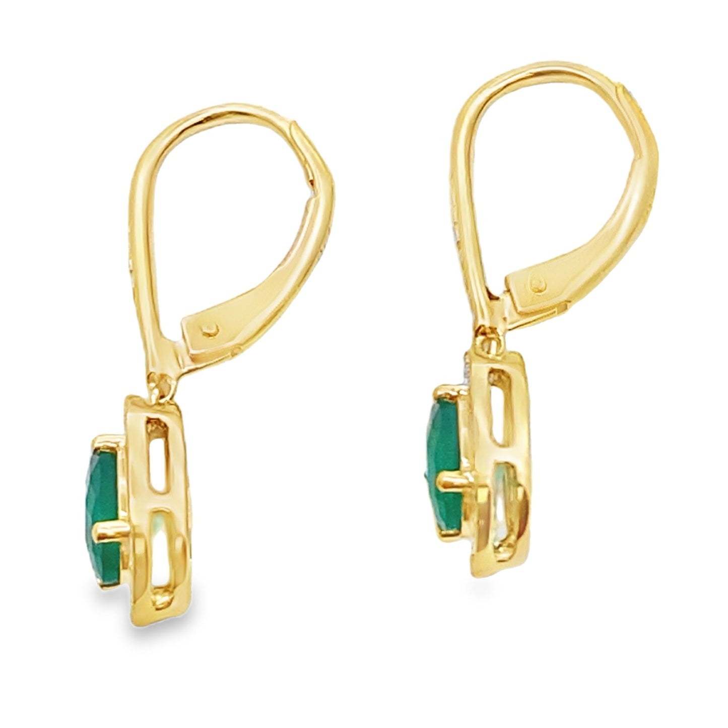 Pendientes Colgantes de Diamante de Calcedonia en Oro Amarillo de 10KT