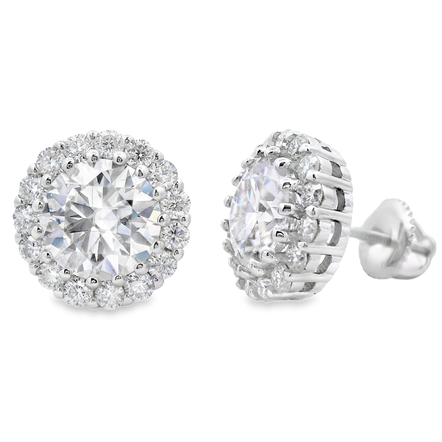 Boucles d'oreilles puces en moissanite naturel de 5,00 ct en argent sterling