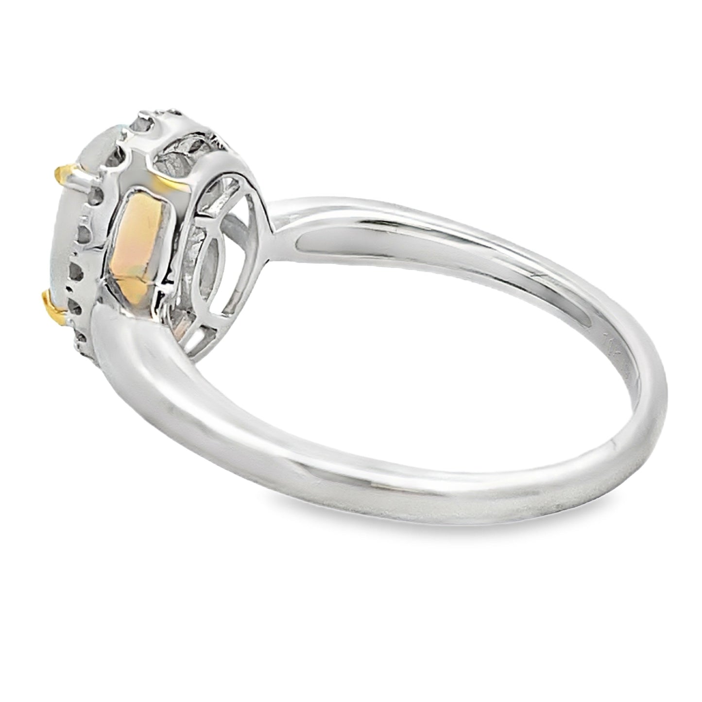 Natural .95ct Opal Diamond Ring in 10KT White Gold