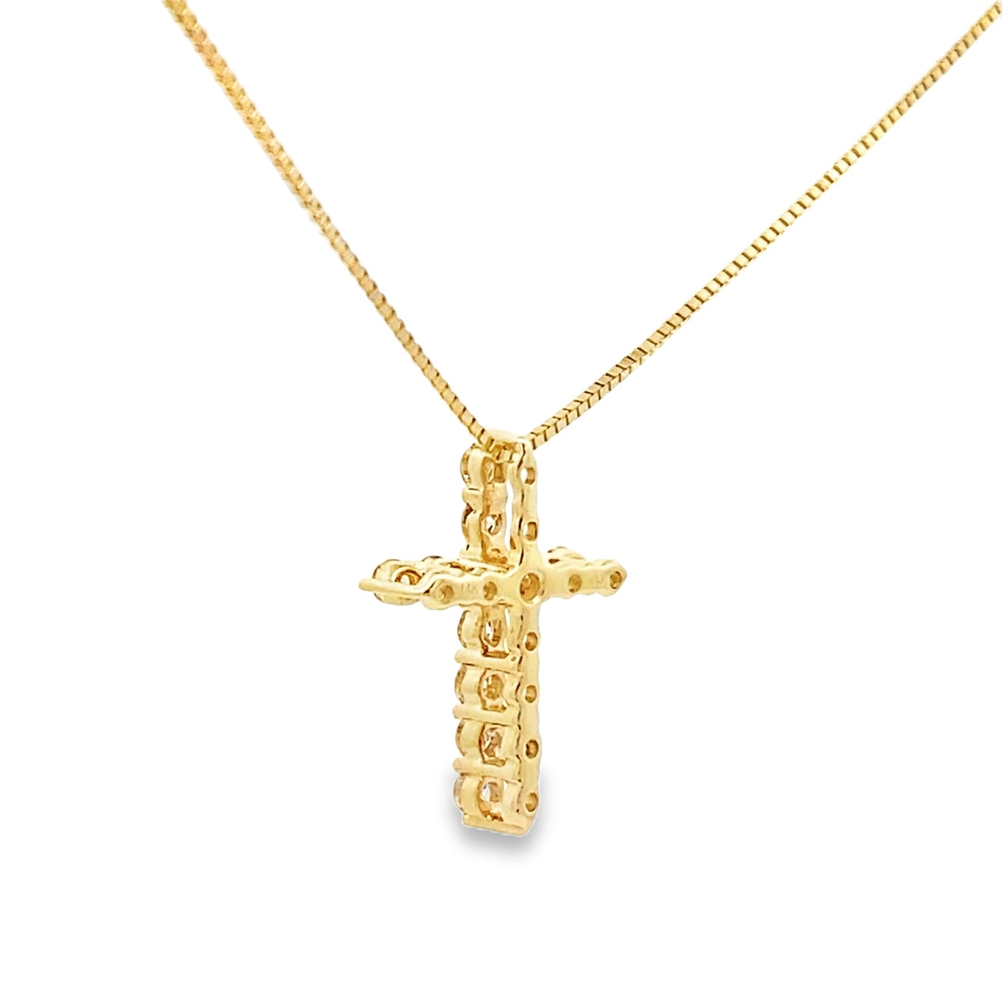 Colgante de Cruz de Diamante de 0.15ct en Oro Amarillo de 14KT