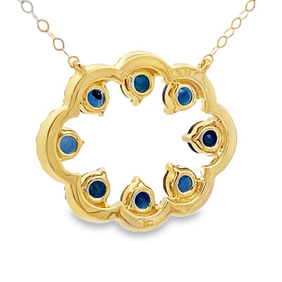 Sapphire Diamond Fashion Pendant in 14KT Yellow Gold