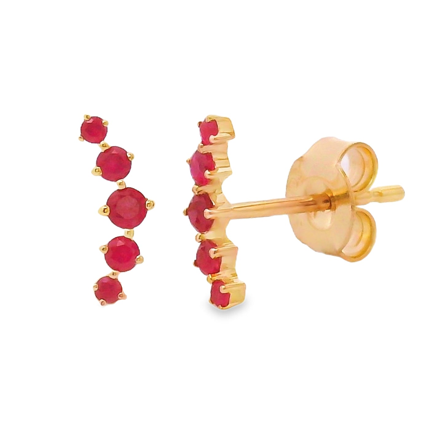 Natural Ruby Earrings in 14KT Yellow Gold