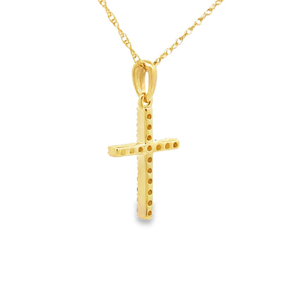 Colgante de Cruz de Diamante de 0.10ct en Oro Amarillo de 14KT