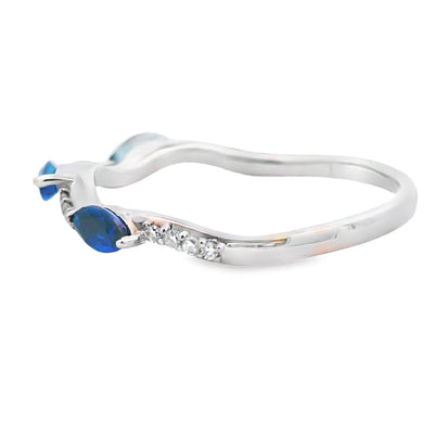 Ensemble de Bagues Empilables en Saphir et Diamant en Or Blanc 14KT