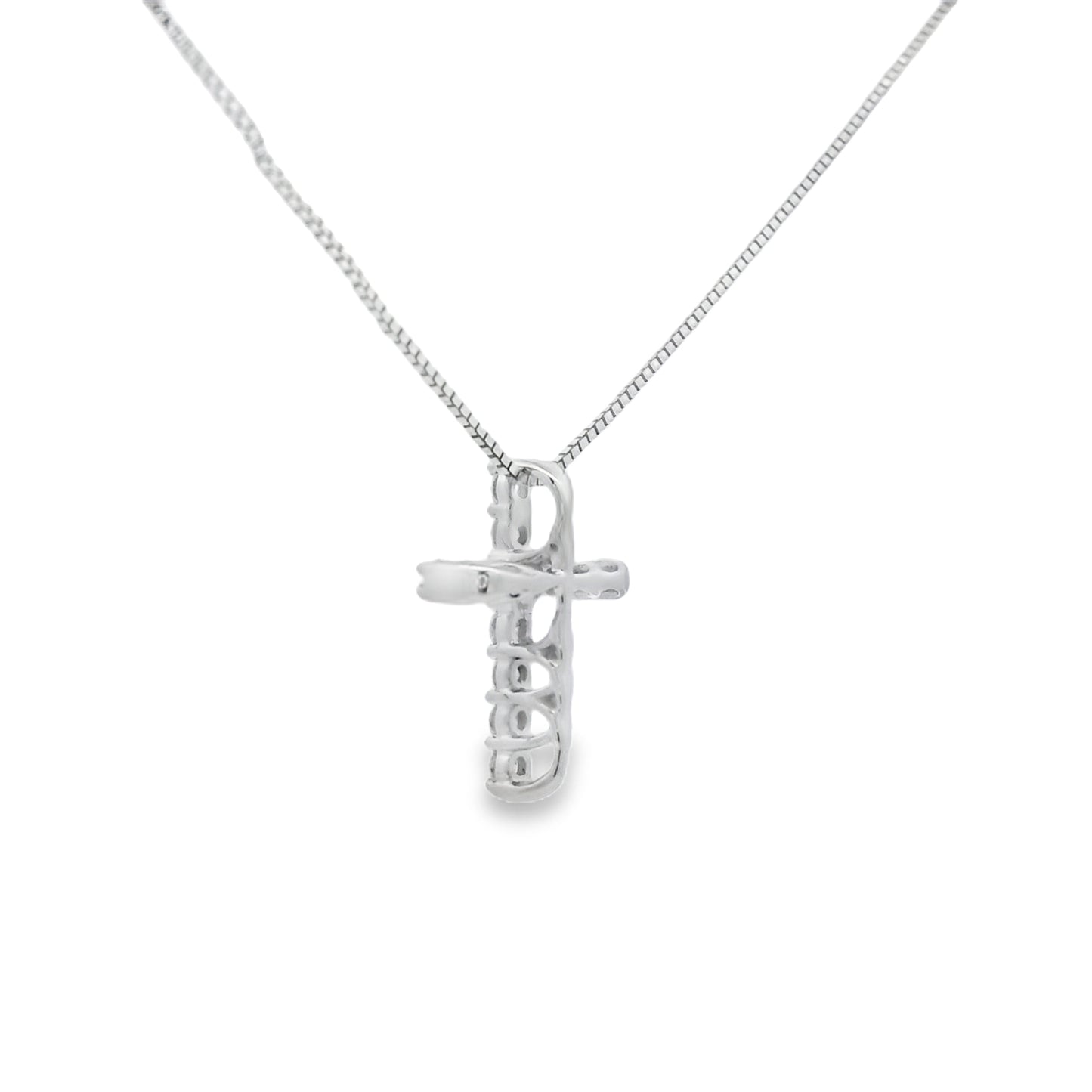 Colgante de Cruz de Diamante de 0.15ct en Oro Blanco de 14KT