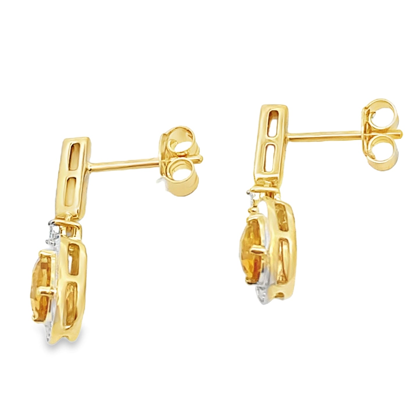 1.06ct Citrine Diamond Dangle Earrings in 10KT Yellow Gold