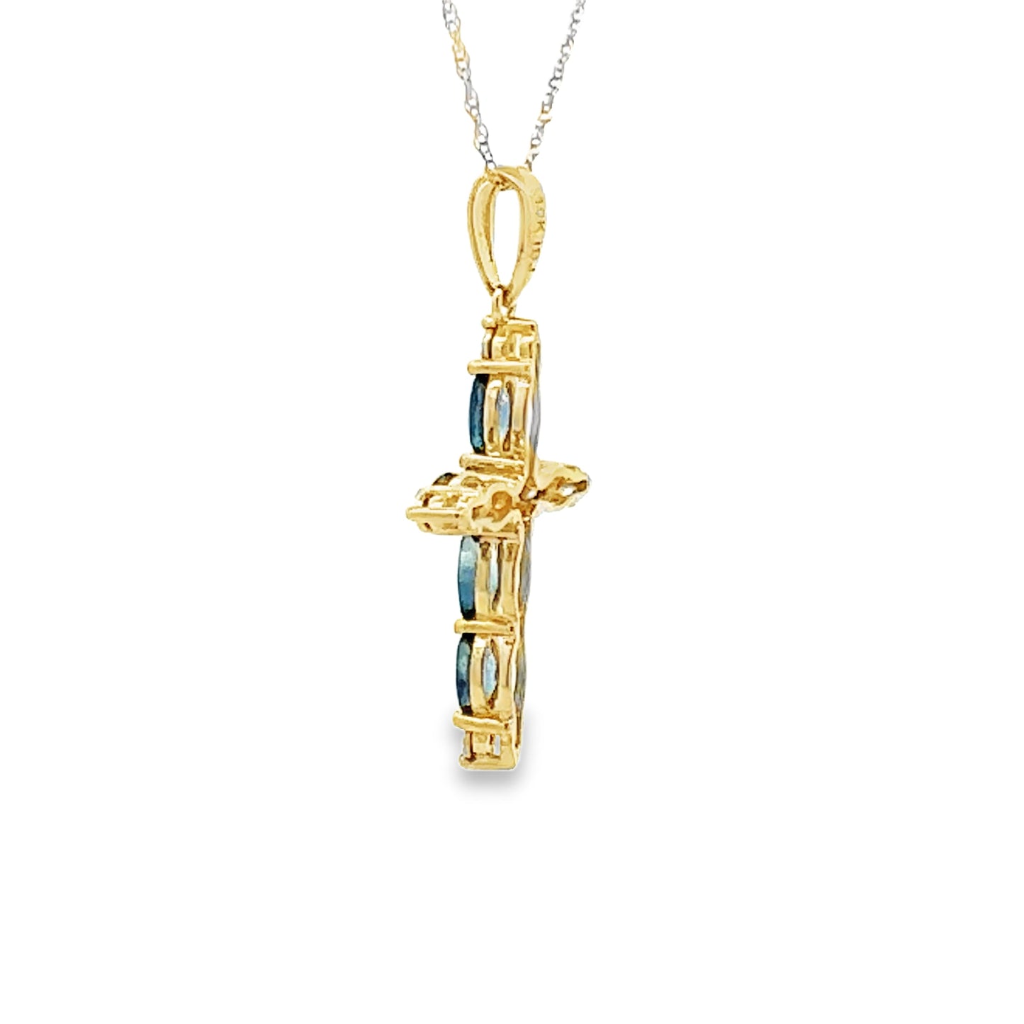 Colgante de Cruz de Zafiro en Oro Amarillo de 10KT