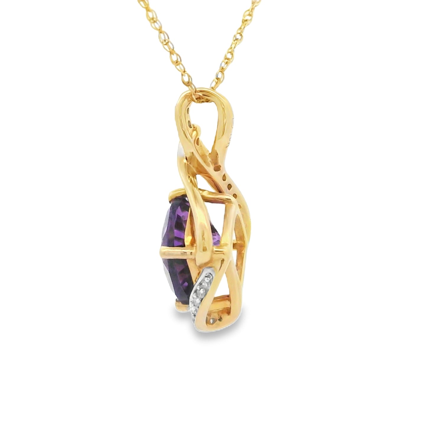 Colgante de Moda de Diamante de Amatista en Oro Amarillo de 10KT