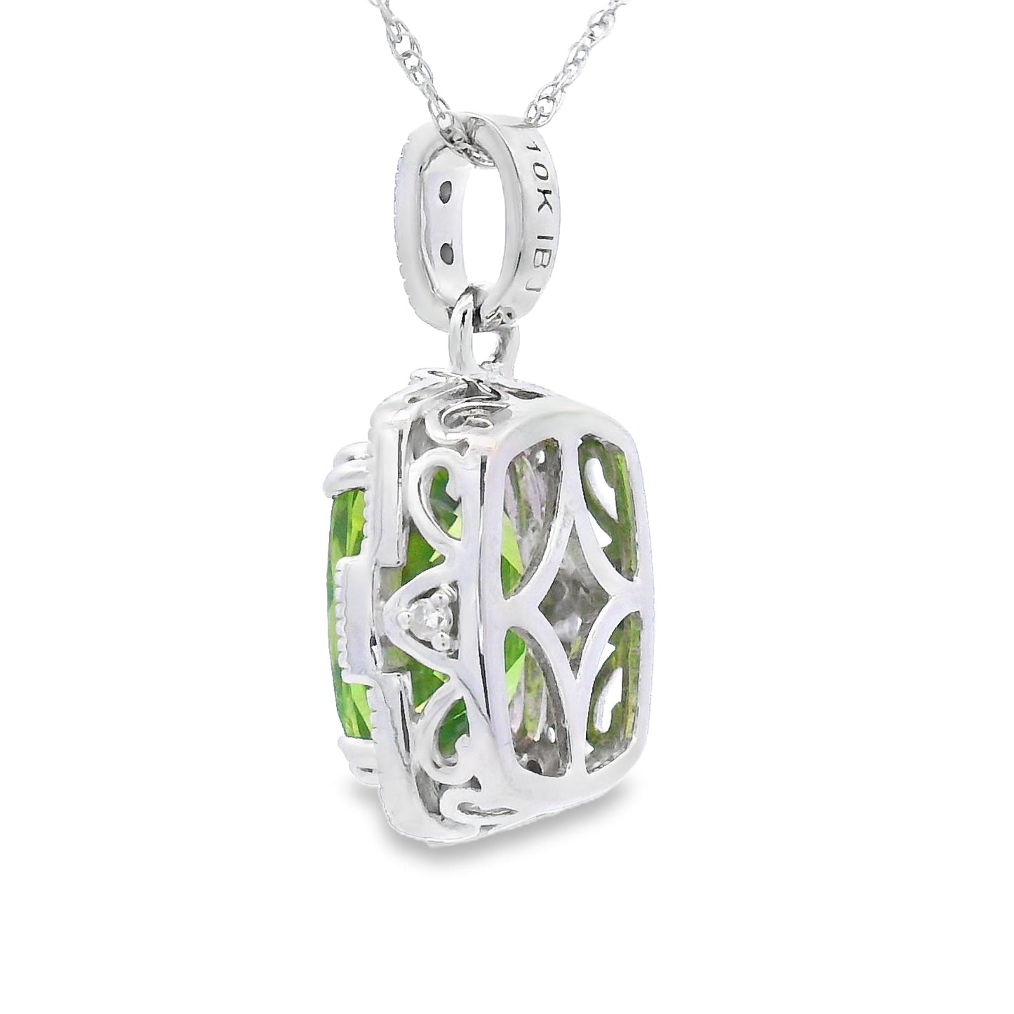 Pendentif en péridot et diamant de 2,03 ct en or blanc 10KT