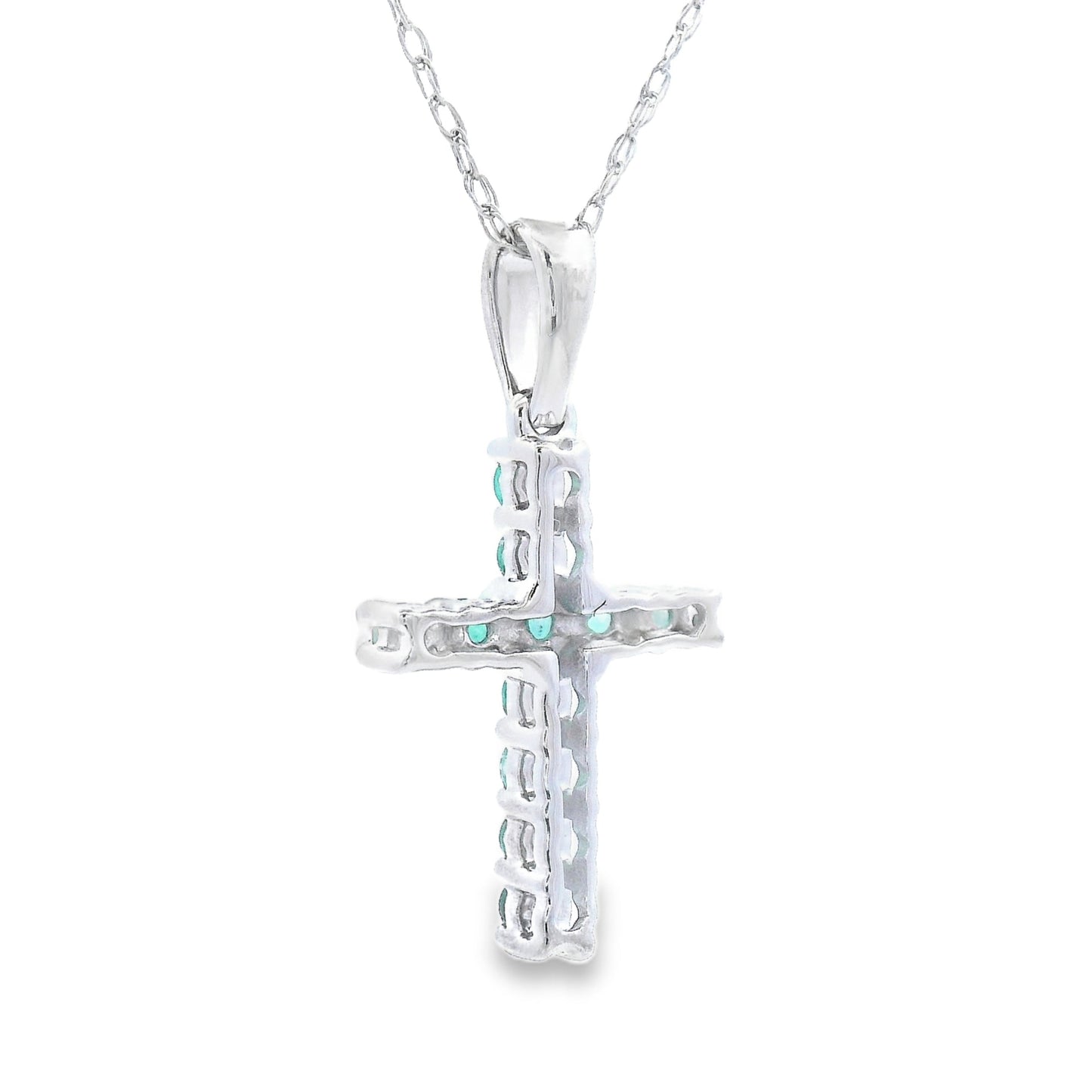 .20ct Emerald Cross Pendant in 14KT White Gold